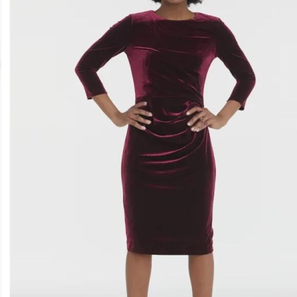 NWOT Eliza J Ruched Mini Sheath Burgundy Cocktail Dress - Sz 6 - Picture 4 of 8